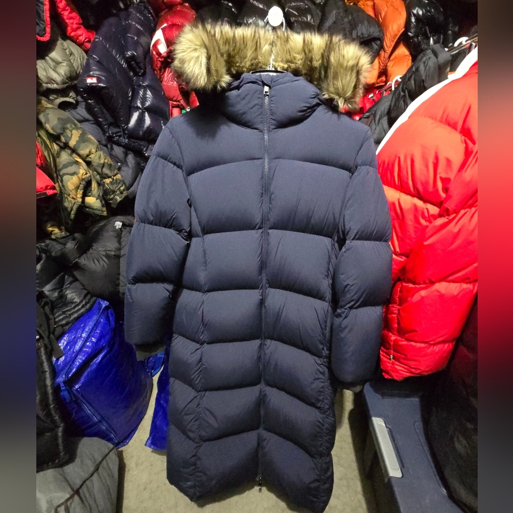 Aritzia Babaton Navy Puffer Coat Long with Fur Trim Hood